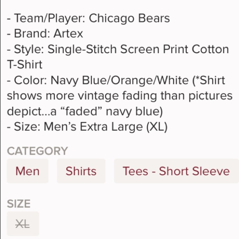VINTAGE Chicago Bears 90s Single Stitch NFL Shirt - Picture 6 of 6